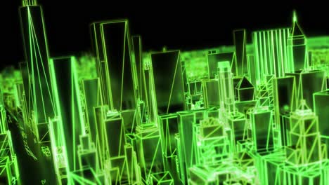 Stadt-Neon-Leuchtend-DOF-Modell-New-York-NYC-Überführung-Drahtgitter-Wolkenkratzer-80er-4k